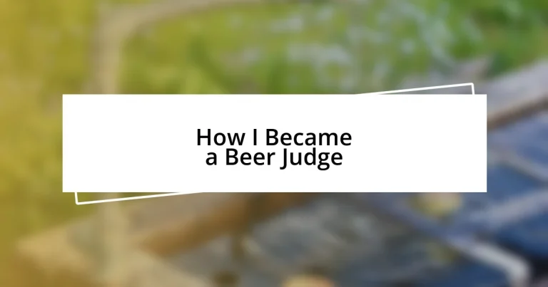 How I Became a Beer Judge