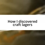 How I discovered craft lagers