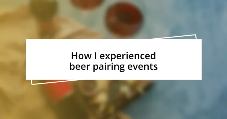 How I experienced beer pairing events