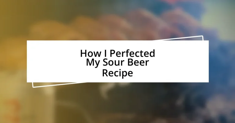 How I Perfected My Sour Beer Recipe