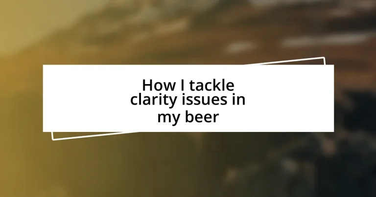 How I tackle clarity issues in my beer