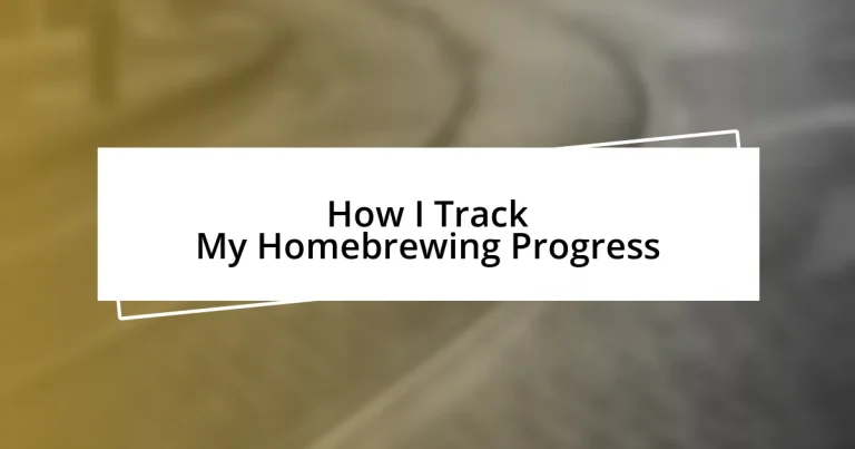 How I Track My Homebrewing Progress