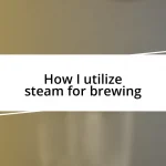 How I utilize steam for brewing