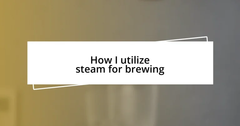 How I utilize steam for brewing