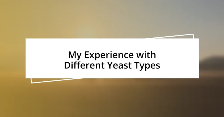 My Experience with Different Yeast Types