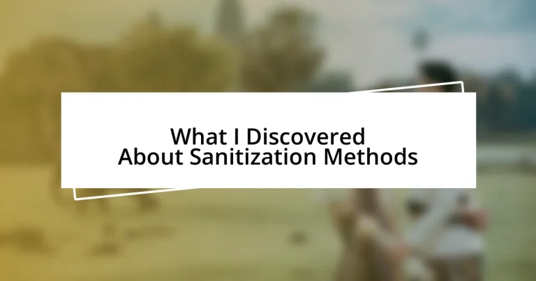 What I Discovered About Sanitization Methods