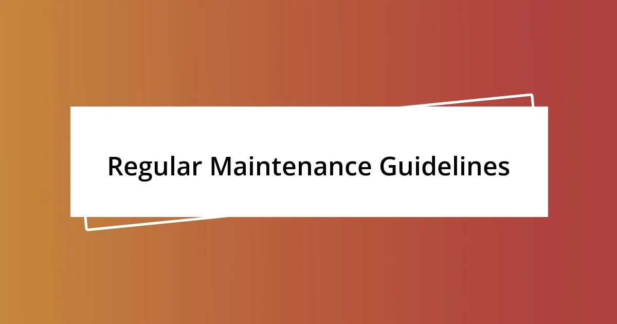 Regular Maintenance Guidelines