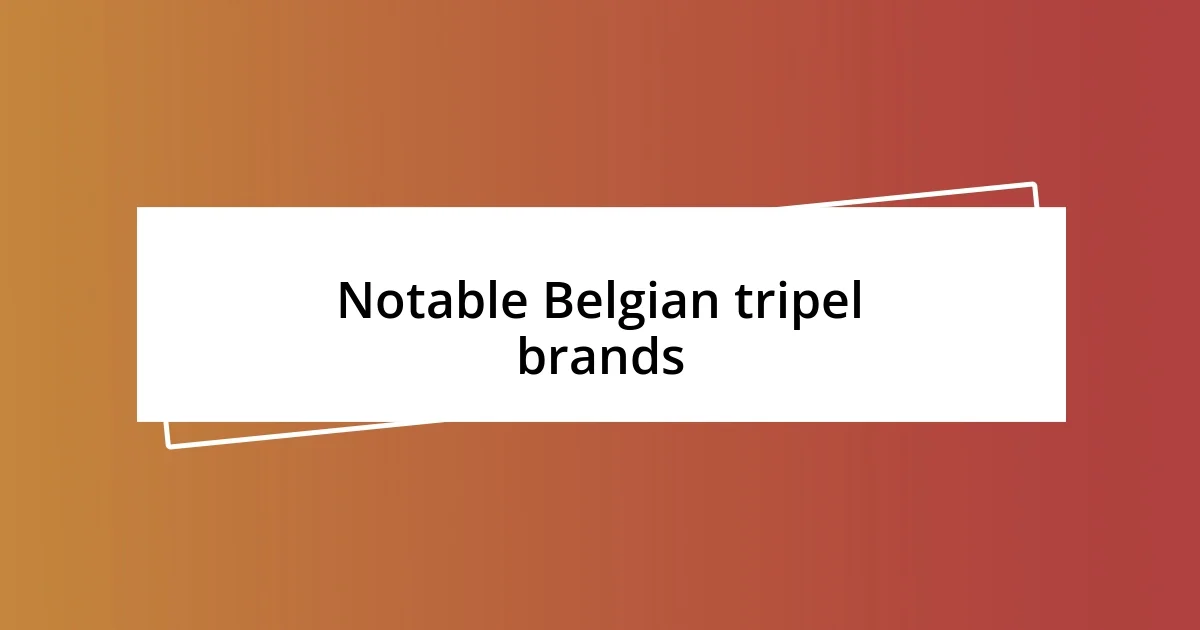 Notable Belgian tripel brands