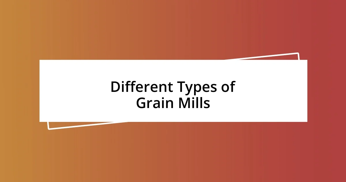 Different Types of Grain Mills