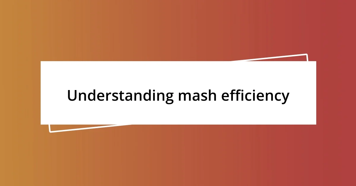 Understanding mash efficiency